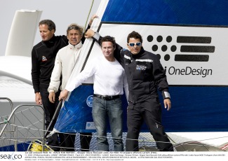 Roland Jourdain, Michel Desjoyeaux, Sébastien Josse et Stève Ravussin à bord de Race for Water