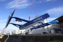 190313-MISE A L'EAU DU TRIMARAN 70' PAPREC VIRBAC