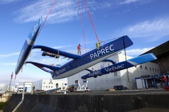190313-MISE A L'EAU DU TRIMARAN 70' PAPREC VIRBAC